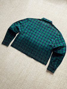 Camisetas de Franela con Estampado de Cuadros Brillantes, Personalizadas con Logotipo Ecológico, con Transferencia de Calor de Cristal y Pedrería para Hombre - Product Image 4