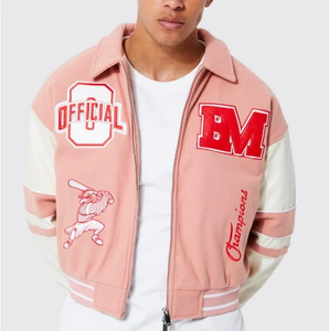 Chaqueta universitaria de lana con logotipo personalizado para ropa de calle y béisbol Chaqueta universitaria de calle transpirable con relleno de algodón de invierno - Product Image 1