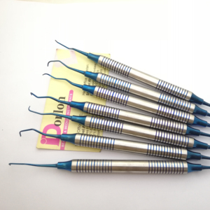 Curettes Gracey dentaires enduites de titane bleu 7 pièces ensemble poignée creuse Curette parodontale en acier inoxydable Instruments dentaires - Product Image 1