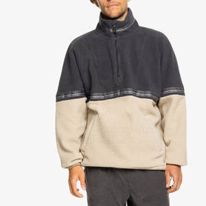 Sherpa <b>Fleece</b> <b>Quarter</b>-<b>Zip</b> Sweatshirt 100% Cotton Casual Winter Style Solid Pattern Contrast Trim Stand Regular Fit Comfort - Product Image 4