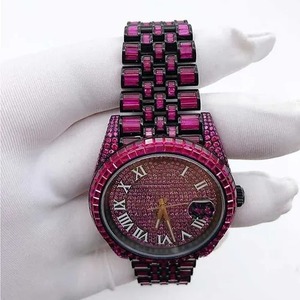 Montre unisexe de luxe en zircone cubaine taille baguette, style hip-hop, avec un design unique et élégant, couleur unique et bijoux de mode. - Product Image 4