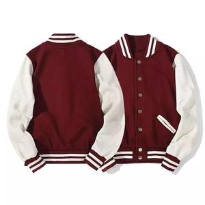 แจ็กเก็ตเบสบอลมหาวิทยาลัยแขนเสื้อหนังแกะไม่มีลายปัก - Product Image 5