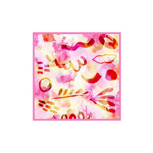 ผ้าพันคอผ้าเช็ดหน้าผ้าฝ้ายผสมไหมลายดอกไม้พร้อมลวดลายสก็อต - Product Image 1