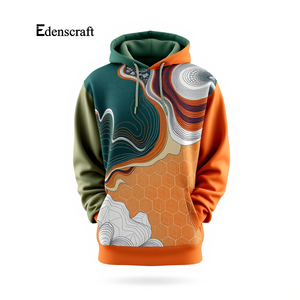 Sweat à capuche en molleton imprimé gaufré et élégant pour hommes pull d'hiver léger tissu en coton mélangé durable pour Streetwear - Product Image 2