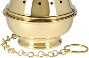 Encensoir suspendu rond en laiton Sudbury, chaîne simple, 8 pouces, fait main, pour Noël, porte-bougie - Product Image 2