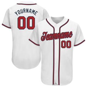 Vente en gros de vêtements de sport pour l'industrie Maillot de baseball blanc rouge-marine personnalisé - Product Image 1