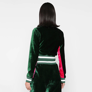 Nuevo Conjunto de Dos Piezas para Mujer, Otoño, con Apliques de Pedrería, Terciopelo Antibacterial, Capucha, Diseño a Cuadros, Poliéster/Algodón, Cierre de Cremallera, 220g - Product Image 6