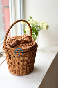 Cesta de cinta hecha a mano con mango Cestas lindas de ratán Decoración para el hogar Hecho a mano de Vietnam - Product Image 6