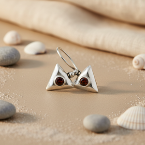 Pendientes Triangulares de Plata de Ley 925 con Topacio, Diamante y Perla, Diseño Geométrico de Frutas para Uso Diario, Compromiso, Boda, Aniversario, Regalo - Product Image 2