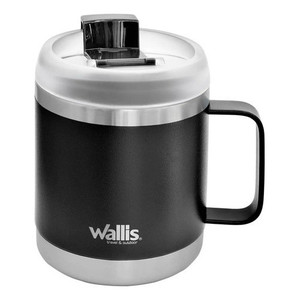 Tazza Termica in Acciaio Inossidabile 470 Ml Nero Opaco con Protezione Antispruzzo e Coperchio a Vite - Product Image 1