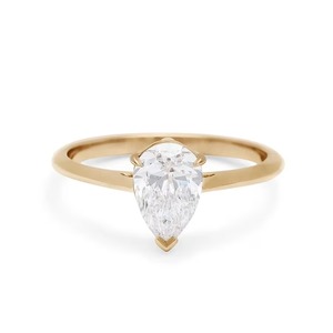 Bague de fiançailles solitaire en or massif 14 carats avec diamants de laboratoire F-VS2, taille poire, sertie à griffes, cadeau d'anniversaire de mariage - Product Image 1