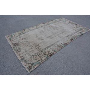 Tapis en laine turque Vintage 4x8 pieds Beige et vert Patchwork Design plat tissage Technique pour décorations de salon - Product Image 2