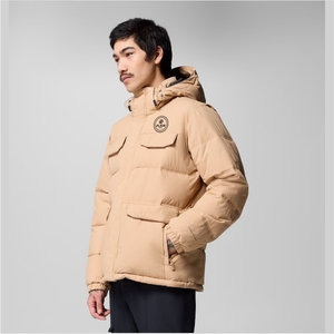 Men's High Quality <b>Denim</b> Puffer <b>Jacket</b> Vintage Style Hooded Collar Front Embroidered Logo Solid Pattern Winter Closure Zipper - Product Image 6
