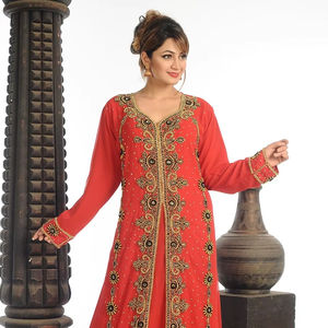 Caftán Georgette Naranja Con Trabajo Zari - Product Image 1