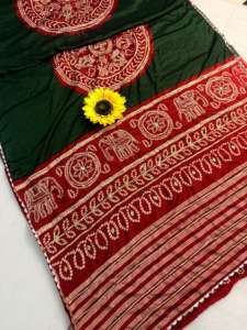 Sari en soie Gajji pure et douce avec travail lourd de Gota Patti et chemisier pour femmes indiennes, en stock, fabriqué en Inde - Product Image 4