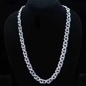 Moissanite Diamond Cuban <b>Chain</b> 925 Sterling <b>Silver</b> Elegant Body Jewelry for Parties and Special Occasions - Product Image 2