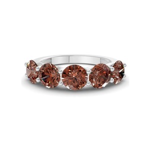 Anillo Redondo Pequeño de Diamantes Cultivados en Laboratorio, Color Morado, 0.50 Ct Tw, Oro Sólido de 14K, Claridad VS, 5 Diamantes, Brillo Delicado y Regal - Product Image 1