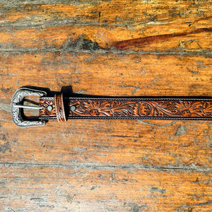 Ceinture de sculpture occidentale en cuir fabriqué à la main en alliage de cuir durable de qualité supérieure boucle occidentale motif Paisley ceinture en cuir de 40mm de largeur - Product Image 5