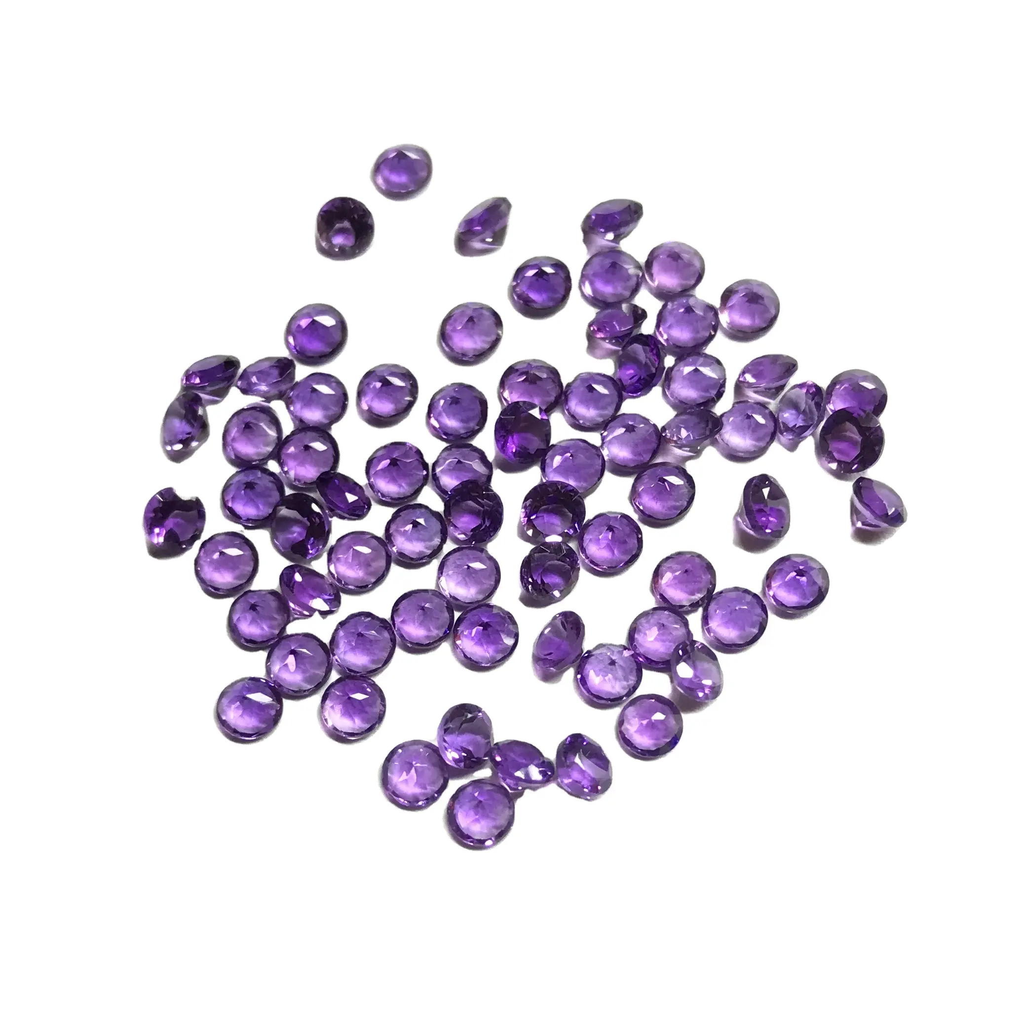 Grosir 3mm batu permata ungu kualitas tinggi batu permata segi bulat Amethyst Afrika alami Tersedia Ukuran