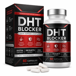 Fabricant de capsules de vitamines pour la croissance des <span class=keywords><strong>cheveux</strong></span> à formule personnalisée, biotine 5000 mcg, extrait de baie de palmier nain, racine d'<span class=keywords><strong>ortie</strong></span> - Product Image 1