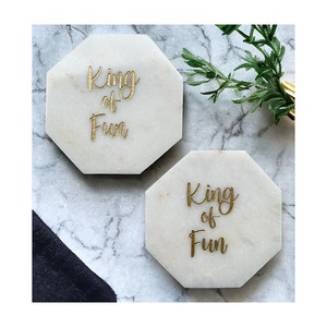 ชุดจานรองแก้วหกเหลี่ยมหินอ่อนฝังทองเหลือง งานแฮนด์เมด คุณภาพพรีเมียม ขัดเงา ขนาด 10 ซม. รุ่นโบราณ สำหรับใช้ในบ้านและห้องครัว - Product Image 3