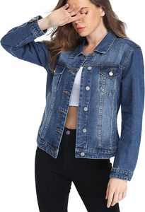 Premium Quality Customized Women's Formal <b>Denim</b> Jackets 100% Cotton Breathable Waterproof Windproof Vintage for Autumn Winter - Product Image 3
