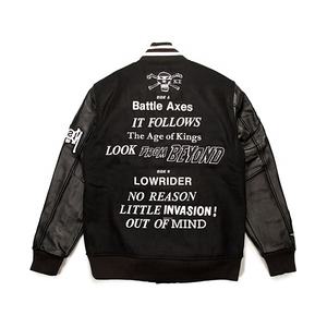 Chaqueta de retales personalizada para hombre, chaqueta de béisbol informal con mangas de cuero Pu, chaqueta bordada con letras, color personalizado - Product Image 2