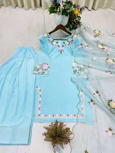 Vestido de algodón informal bordado de verano con Rganza Dupatta con bordado de borde de trabajo Kurti vestido pakistaní Salwar Kameez - Product Image 3