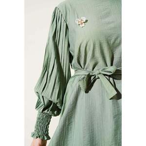 Ensemble 2 pièces à manches plissées et ceinture Vert - Product Image 1