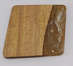 Wooden Coaster <b>Set</b> <b>Square</b> Wave Pattern Drink Coasters Eco Friendly Handmade Table Mats - Product Image 3