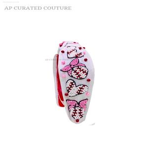 Diadema de Moda Multicolor con Bordado de Béisbol, Hecha a Mano con Cuentas y Forma de Hoja, Accesorio para el Cabello para Mujer, Día del Juego - Product Image 1