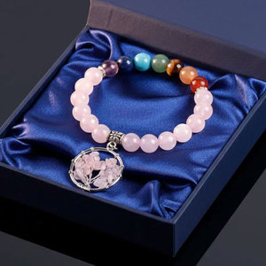 Impresionante Pulsera Artesanal de Cuarzo Rosa Natural de 8mm con Cuentas Perforadas y Engaste de Bisel para Joyería de Moda, Regalo de Aniversario - Product Image 3