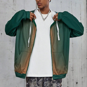 Sweat-shirts d'hiver personnalisés imprimés en vert, 100% coton molletonné, à fermeture éclair, de haute qualité, surdimensionnés, unisexes - Product Image 2