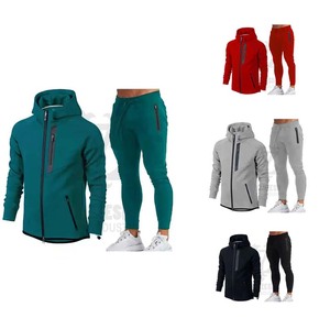 Algodón 350 GSM Sweat Suits Hombres Zip up Hoodie Chándales Personalizado Venta al por mayor Hombres Jogging Chándal Conjunto de 2 piezas - Product Image 3