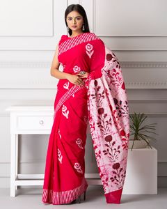 Malmal de algodón elegante para mujer, Sari estampado a mano, ropa de fiesta India pakistaní de alta venta con hermosos colores de verano - Product Image 2