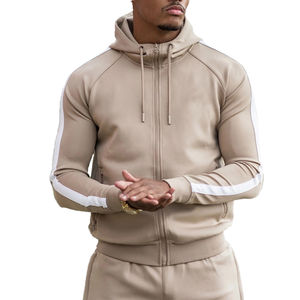 New fashionable 100%Cotton Sweat suits printed Side Stripe Fashion 2 Piece Jogger Set Customized logo for <b>Men</b> Tracksuit - Product Image 1