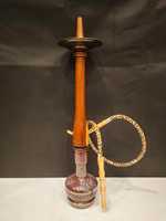 Chicha de luxe en bois sculpté, style batte de baseball laquée, avec tige décorée en laiton Farida, mini chicha égyptienne personnalisable