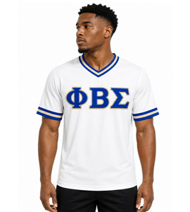 Jersey Tejido de Alta Calidad con Diseño de Hermandad Griega, Ropa Deportiva Universitaria Personalizada para Hombre, Bordado Sólido Informal, Antiarrugas y de Secado Rápido - Product Image 1