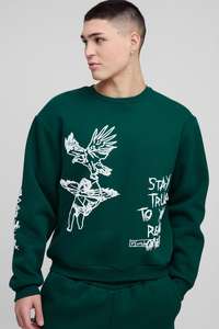 Ensemble de survêtement deux pièces de style streetwear pour homme avec imprimé graphique artistique, sweat-shirt décontracté et pantalon de jogging - Product Image 3