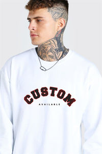 Fabricant personnalisé sweat-shirt blanc à col ras du cou style de rue en coton pour hommes grande taille sweat-shirts lourds pour hommes et femmes - Product Image 5