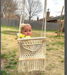 NATURAL Baby <b>Swing</b> Set Style Color baby bedside sleeper handmade cotton cord baby <b>swing</b> - Product Image 2