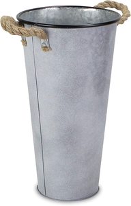 Cubo francés de Metal con 2 asas de cuerda, macetas de flores galvanizadas decorativas de plata para decoración del hogar, interior y exterior - Product Image 2