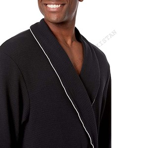 Peignoir Homme Haute Qualité 100% Coton Polaire Respirant à Manches Longues Effet Gaufre Séchage Rapide Service OEM Taille Personnalisée en Promotion - Product Image 3