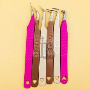 Meilleures ventes : Pinces à cils pour extensions de cils en vison, en acier inoxydable, droites et courbées, motif cœur, pour extensions de faux cils - Product Image 5