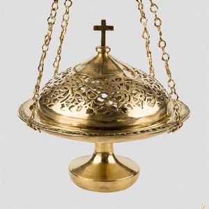 LumenBurn DivineFume Celestial Aura colgante quemador de incienso de latón incensario de acabado antiguo para rituales de iglesia y adoración sagrada - Product Image 5