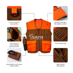 Chaleco de caza naranja personalizable para hombres y mujeres marrón/naranja multibolsillo resistente al viento impermeable Chaleco de caza multi-camuflaje - Product Image 4