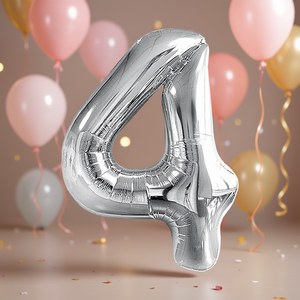 Palloncini Numero Party Love Argento N4 80cm Confezione da 12 Pezzi - Product Image 3