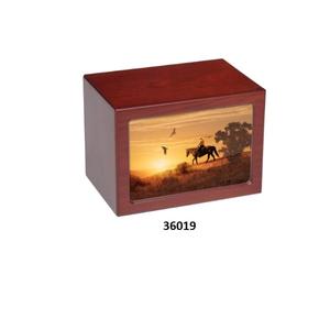 Venta caliente marrón madera maciza Cruz cremación adulto urna para cenizas humanas con bolsa de terciopelo gratis - Product Image 2