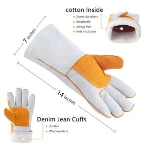 Gants de soudage en cuir premium résistants à la chaleur et robustes avec fonction tactile et détection d'aiguilles pour une protection maximale en extérieur - Product Image 2
