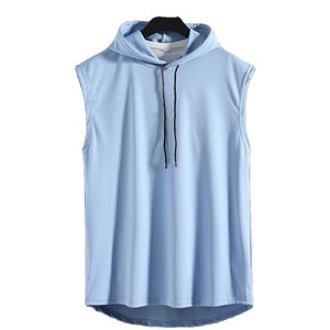 เสื้อฮู้ดแขนกุดสำหรับผู้ชายผ้าคอตตอนออร์แกนิคใส่สบายออกแบบโลโก้ได้ตามต้องการ100% ฤดูใบไม้ร่วง - Product Image 1